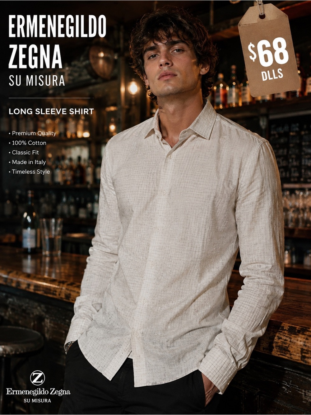 Ermenegildo Zegna Su Misura White Micro Check Custom Luxury Dress Shirt